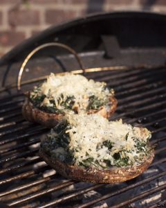 Portobello gevuld met spinazie