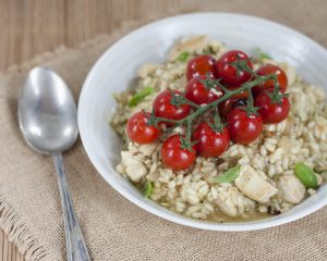 Basilicum risotto met cherrytomaatjes
