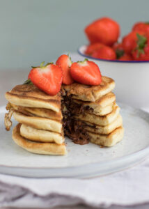 American pancakes gevuld met nutella