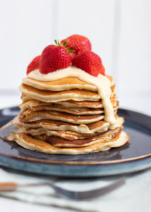 Pannenkoekjes met aardbeien & vanillesaus