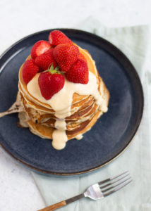 Pannenkoekjes met aardbeien & vanillesaus