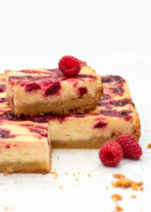 Frambozen cheesecake bars