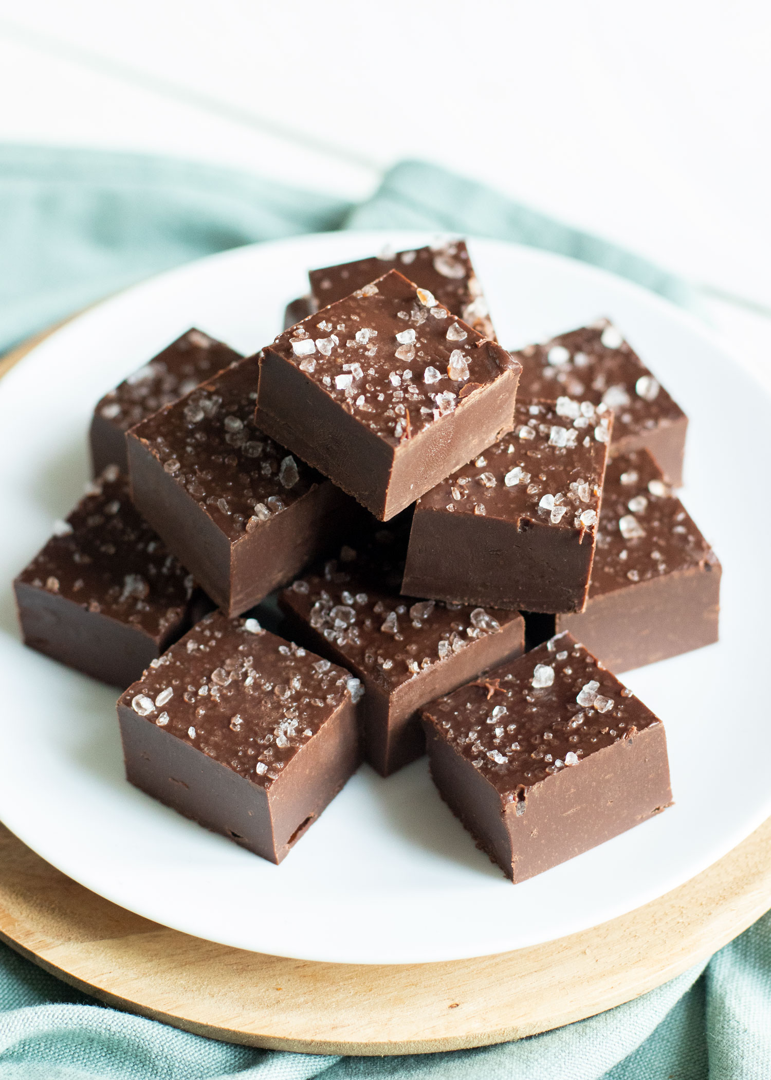 Beschrijving twee Gooi Chocolade fudge met zeezout - Vicky van Dijk