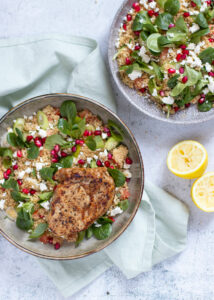Kalfsribeye met een couscous salade van granaatappel, feta & munt