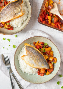 Doradefilet met mediterrane gegrilde groenten & rijst