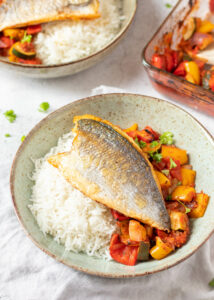 Doradefilet met mediterrane gegrilde groenten & rijst